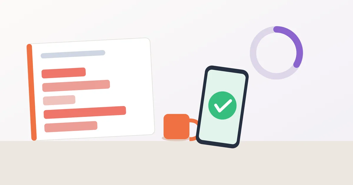 Illustration of a notebook of hourly rates, a phone showing a confirmed payment, and an hours-remaining gauge on a kitchen table.